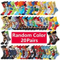 20 Pairs Of Men's Trendy Cartoon Anime Pattern Crew Socks, Breathable Comfy Casual Socks for Men's Outdoor Wearing All Season...