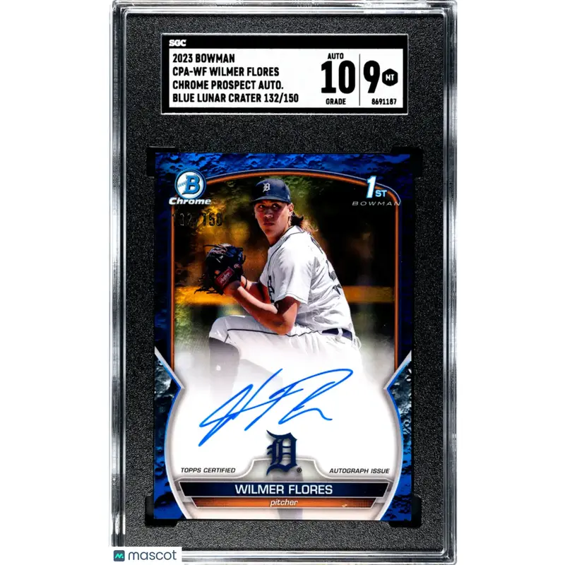 Wilmer Flores SGC 2023 Bowman #CPA WF CHR. Pros. Auto Blue Lunar CR. Refr. 132/150