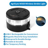 AgriEyes W56B Wireless Beacon Light USB-C LED Rechargeable Strobe Light with Magnetic Base, IP67 Waterproof, 32 LEDs, 12-Hour...