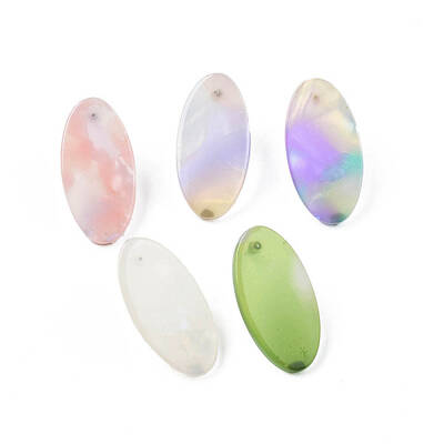 Cellulose Acetate(Resin) Oval Stud Earrings with 316 Stainless Steel Pins for Women