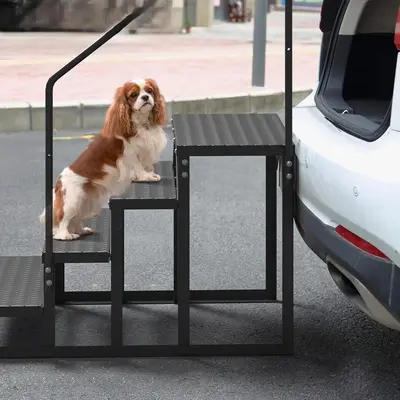 Garvee RV Steps with Handrail 5-Step Anti-Slip Ladder 660 lbs Load Rustproof Iron Portable for Mobile Homes Hot Tubs Trailer ...