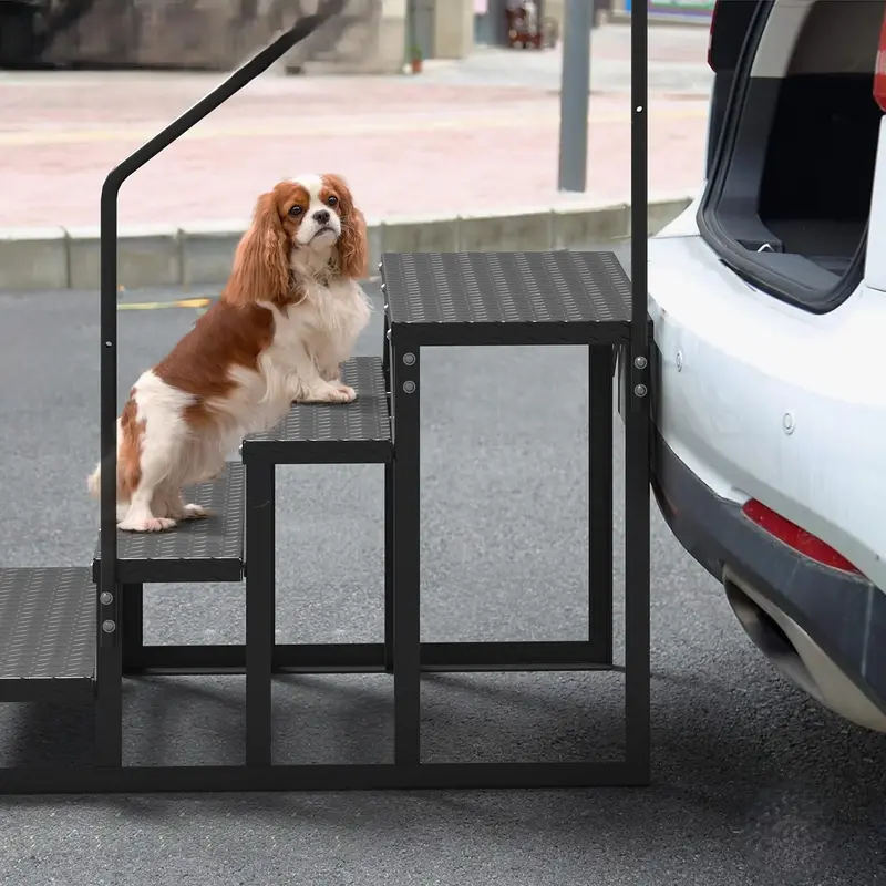 Garvee RV Steps with Handrail 5-Step Anti-Slip Ladder 660 lbs Load Rustproof Iron Portable for Mobile Homes Hot Tubs Trailer ...