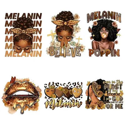 Girl & Flower Pattern Heat Transfer Sticker, 6 Counts Washable Heat Transfer Sticker, DIY Iron On Transfers Sticker For T-shi...