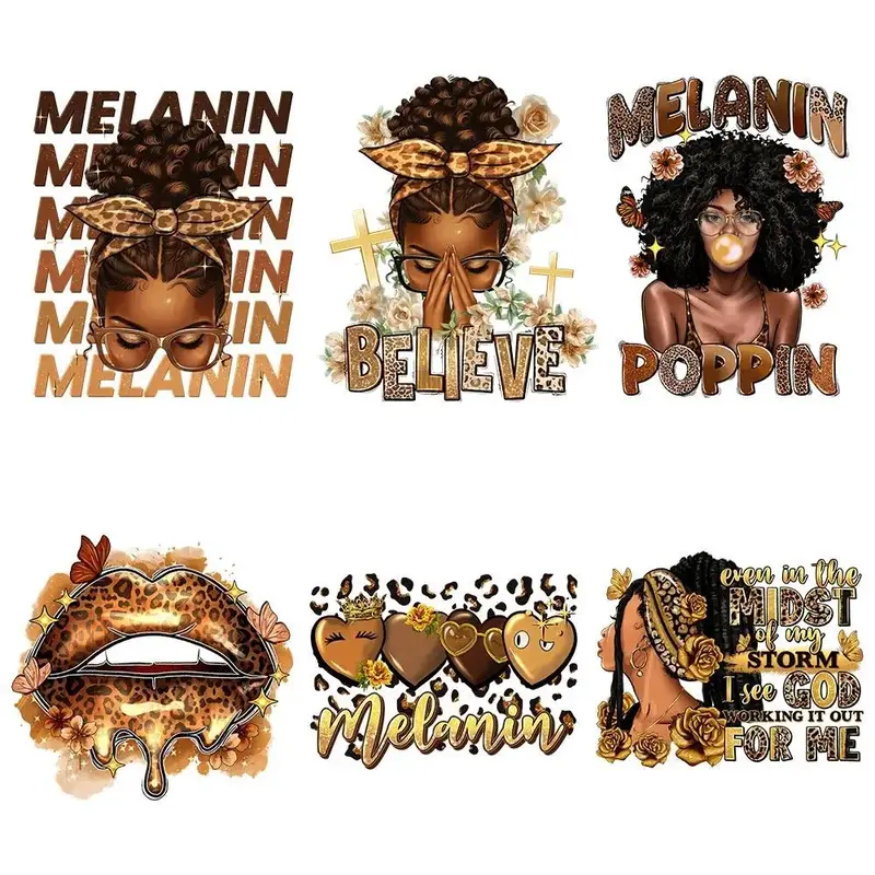 Girl & Flower Pattern Heat Transfer Sticker, 6 Counts Washable Heat Transfer Sticker, DIY Iron On Transfers Sticker For T-shi...