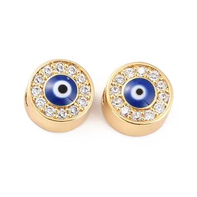 Brass Micro Pave Clear Cubic Zirconia Beads