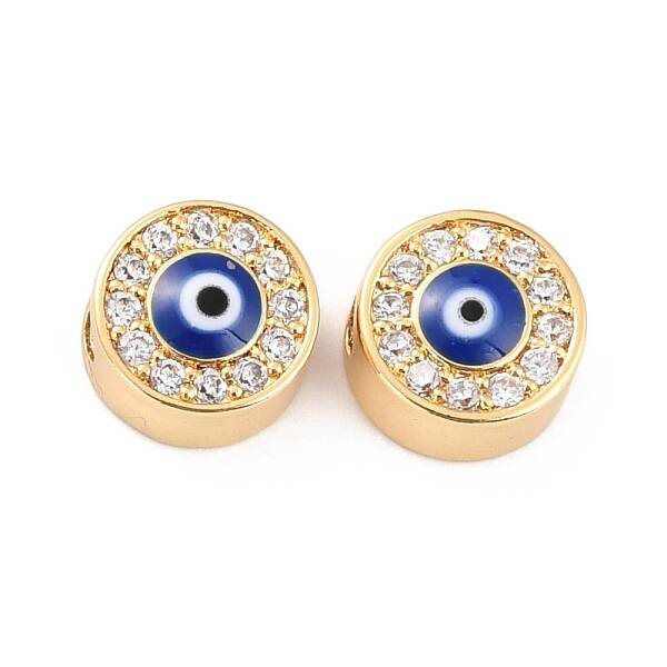 Brass Micro Pave Clear Cubic Zirconia Beads