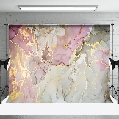 Pink Grey Gold Mixed Marble Texture Photo Backdrop - Aperturee