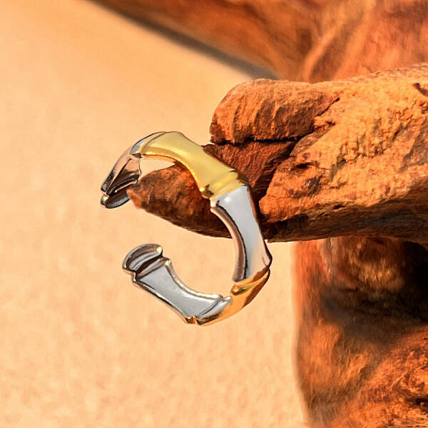 Bamboo Joint 304 Stainless Steel Cuff Rings