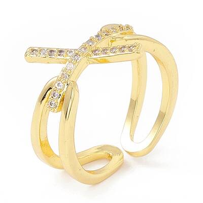 Clear Cubic Zirconia Initial Letter X Open Cuff Ring