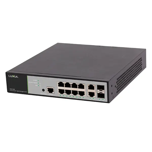 XMS-1208P Luxul 12-Ports (8x PoE+ and 2x GE SFP with 2x GE Uplink Ports) Front-Facing Rackmount Gigabit Managed Switch