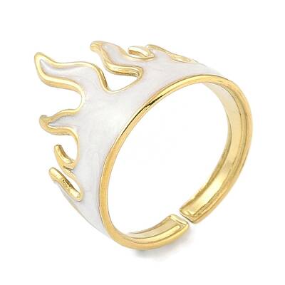 Ion Plating(IP) 304 Stainless Steel Enamel Flame Shape Cuff Finger Rings
