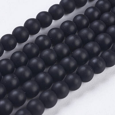 Synthetic Black Stone Bead Strands