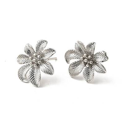 Rack Plating Brass Flower Stud Earrings for Women