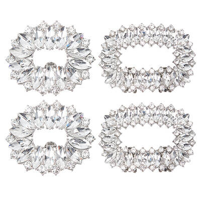 4Pcs 2 Style Alloy Crystal Rhinestone Shoe Decorations