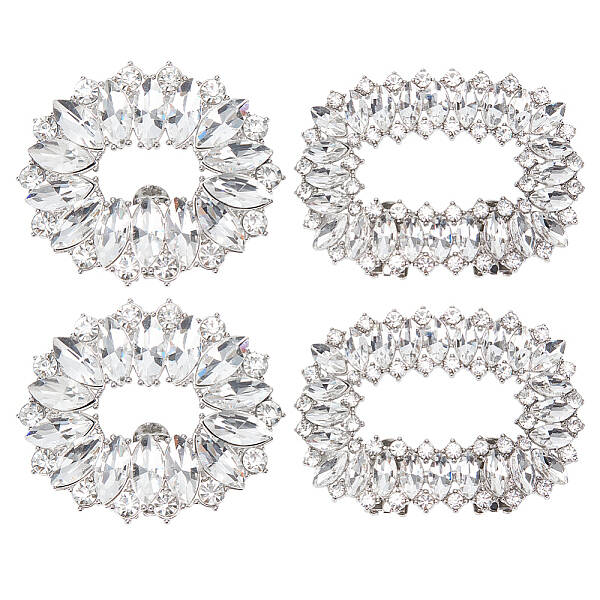 4Pcs 2 Style Alloy Crystal Rhinestone Shoe Decorations