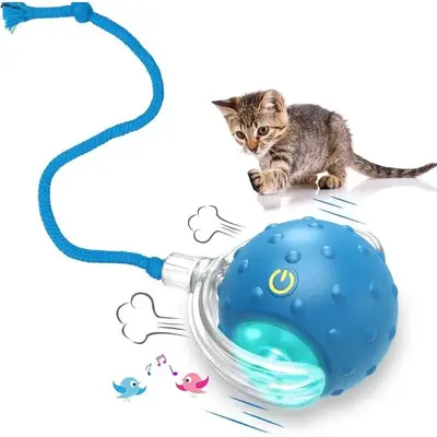 Cat Toy wiith 3 Adjustment Modes, Smart Automatic Moving Cat Ball Toys with Speedy Tail & Chirping Sound, Fun Toy for Indoor ...