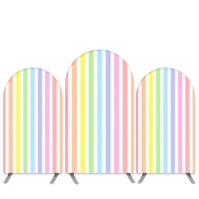 Aperturee Colorful Stripes Happy Birthday Arch Backdrop Kit | Custom Arched Wall Covers | Wedding Arch Backdrop | Chiara Arch...