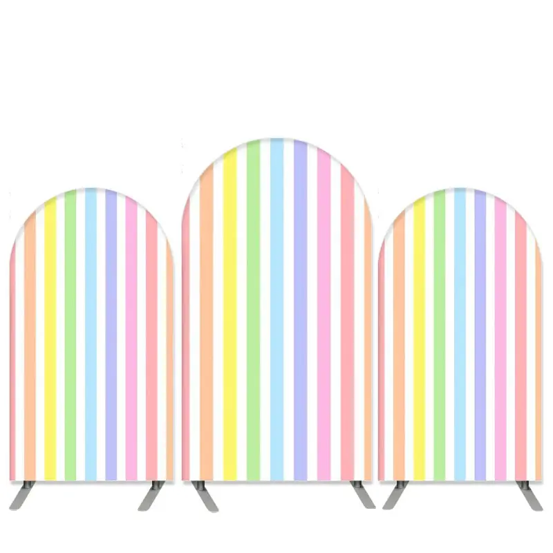 Aperturee Colorful Stripes Happy Birthday Arch Backdrop Kit | Custom Arched Wall Covers | Wedding Arch Backdrop | Chiara Arch...