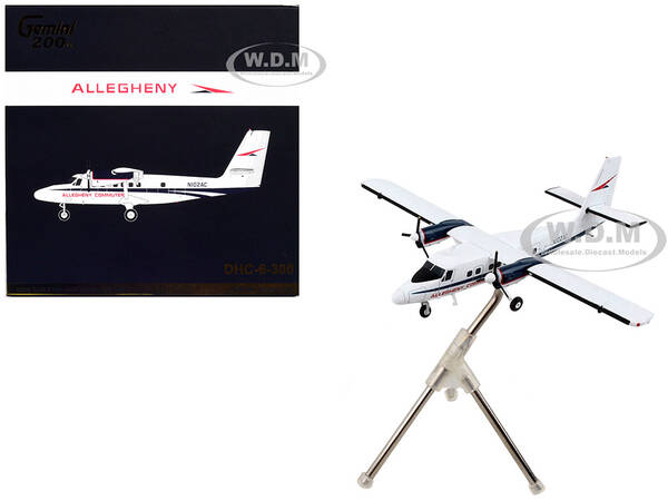 De Havilland DHC-6-300 Commercial Aircraft Allegheny Airlines White with Blue Stripes Gemini 200 Series 1/200 Diecast Mod...