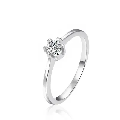 Agato AGT-R02W Zircon Silver Engagement Ring - Size: 52mm