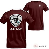 [Sale up to 50%] Ariat Logo 2 Sided T-Shirt, Men Shirts for Ranch Style, Cowboy Country Style Tee, Bold Ariat Tribal Shield S...