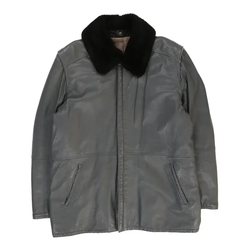 Unbranded Leather Jacket - 2XL Grey Leather