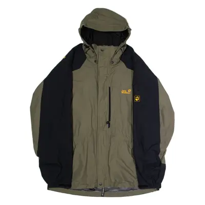 JACK WOLFSKIN Mens Coat Green Hooded Colourblock L