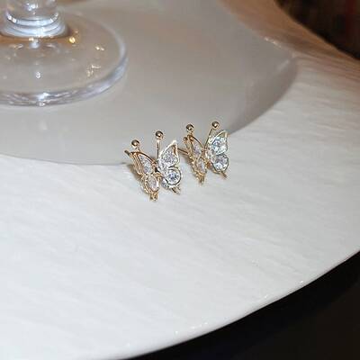 Rhinestone Butterfly Stud Earrings