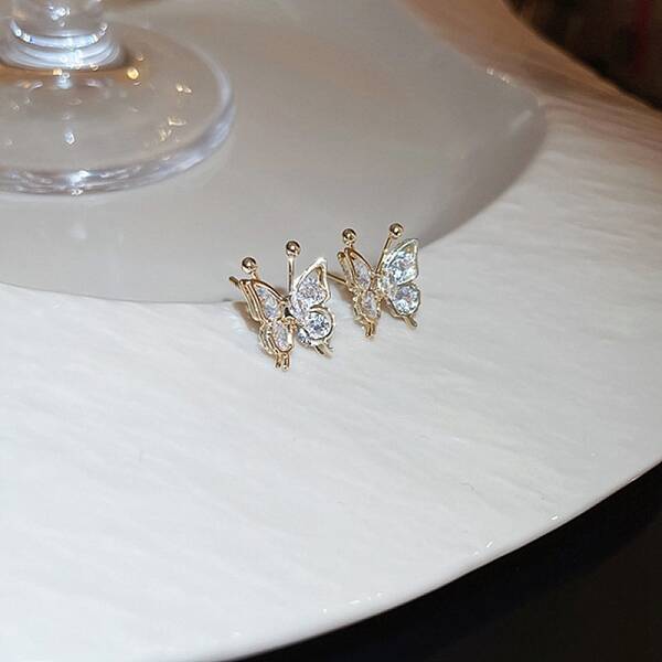 Rhinestone Butterfly Stud Earrings