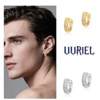 UJ Hip Hop Luxurious and fashionable Single Row Zircon Earrings For Man,Circular Huggie,Hypoallergenic cartilage cuffs,unsiex...