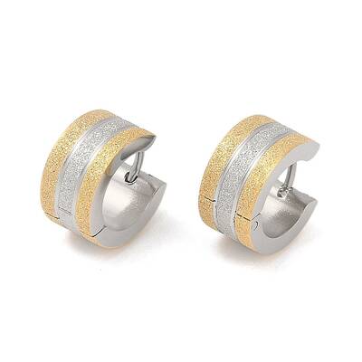 Gold Flash Sand 304 Stainless Steel Hoop Earrings