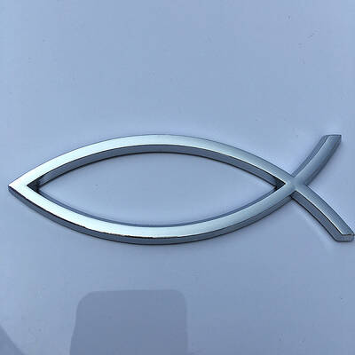 Waterproof 3D Jesus Fish ABS Plastic Self Adhesive Sticker