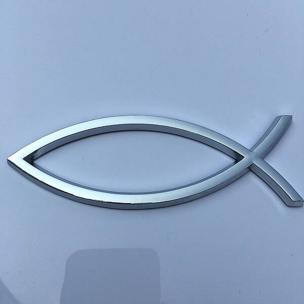 Waterproof 3D Jesus Fish ABS Plastic Self Adhesive Sticker
