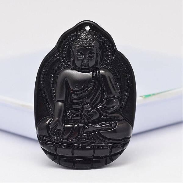 Natural Obsidian Large Cameo Pendants