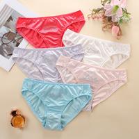 5 Pcs Crystal Letter Ruffle Satin Panties Seamless Underwear Briefs Solid Color Breathable Comfy Women's Underpants Girl