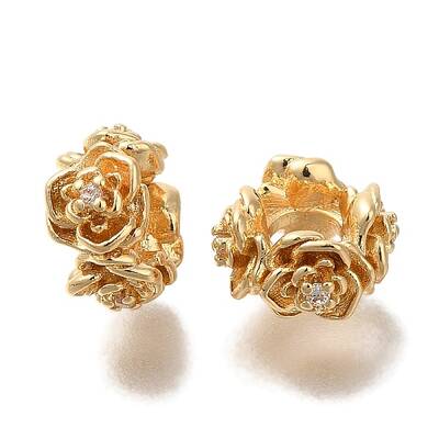 Brass Micro Pave Cubic Zirconia Beads