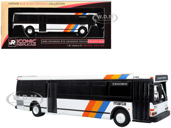 1980 Grumman 870 Advanced Design Transit Bus MARTA Atlanta White with Stripes Vintage Bus & Motorcoach Collection Limited...