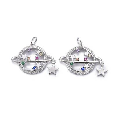 Brass Micro Pave Colorful Cubic Zirconia Pendants