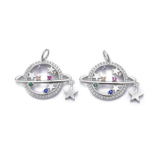 Brass Micro Pave Colorful Cubic Zirconia Pendants