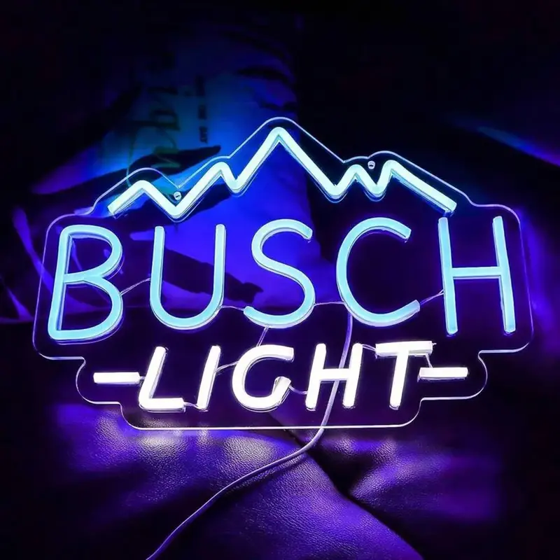 Busch Light Neon Sign, USB Powered Unique Design Hanging Neon Light with Chain Hook, Room Decor, LED Neon Sign for Home Pa...