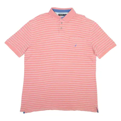 NAUTICA Mens Polo Shirt Pink Striped XL