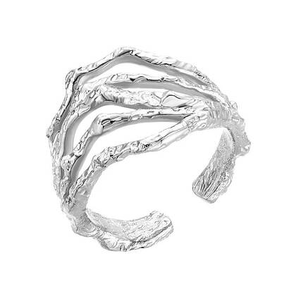 Rhodium Plated 925 Sterling Silver Branch Rings
