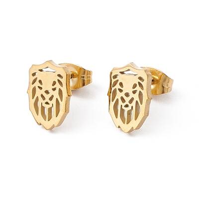 304 Stainless Steel Lion Stud Earrings for Men Women
