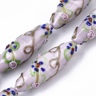Handmade Gold Sand Lampwork Beads Strands