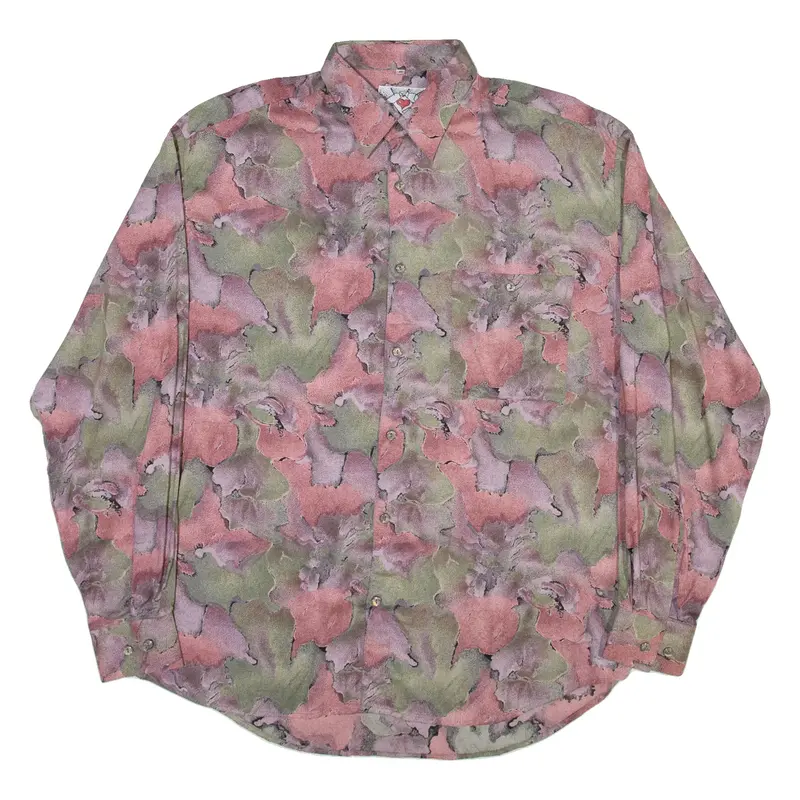 Mens Shirt Pink Crazy Pattern Long Sleeve M