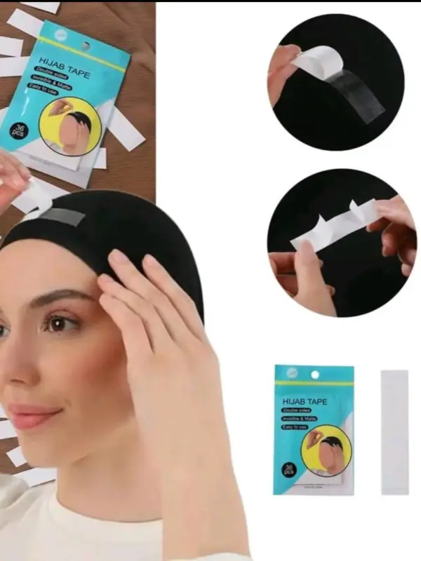 36 Double-Sided Headscarf Tapes for All-Day Use, No Pin Needed for Secure Fit, Residue-Free Removal, Easy to Apply