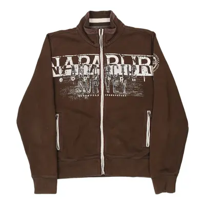Napapijri Spellout Zip Up - Medium Brown Cotton Blend