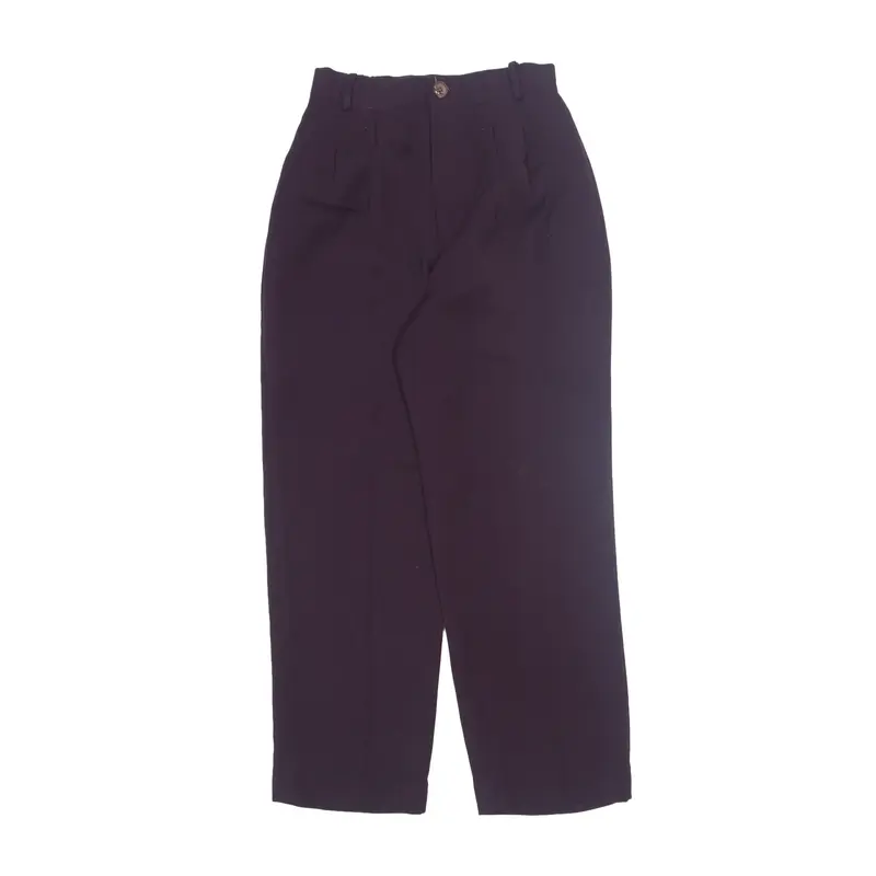 Pleated Chino Trousers Purple Relaxed Straight Womens W24 L26