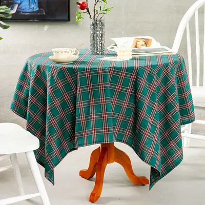Elegant Turquoise Checkered Gingham Table Overlay - Aperturee