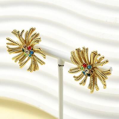 304 Stainless Steel Micro Pave Clear Cubic Zirconia Stud Earrings For Women